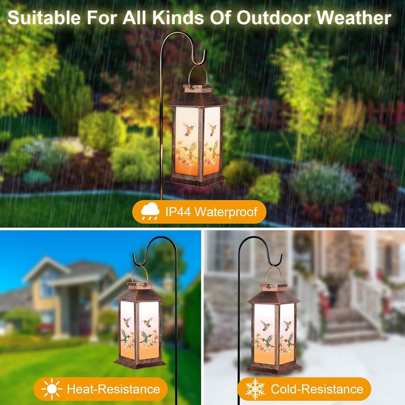 Doogarden Solar Lantern Outdoor Waterproof Hummingbird Garden Decor Birthday Gifts for Women Mom and Grandma Solar LED Plastic Decorative Hanging Light for Yard(Hummingbird ) - Image 5
